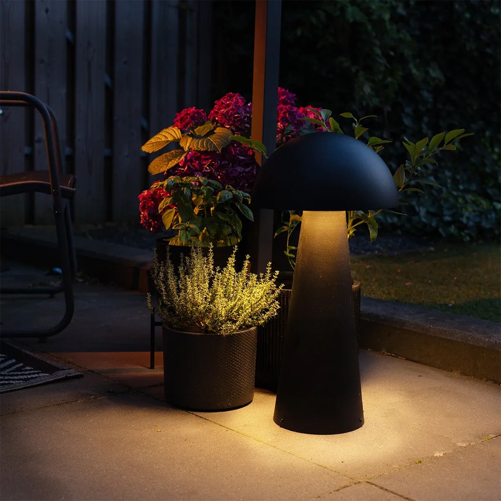 Candeeiro de pé exterior preto 65 cm - Mushroom