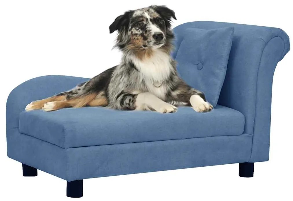 Sofá para cães com almofada 83x44x44 cm pelúcia azul