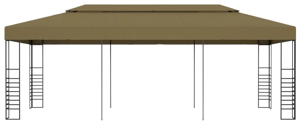 Gazebo 6x3x2,7 m 180 g/m² cinzento-acastanhado