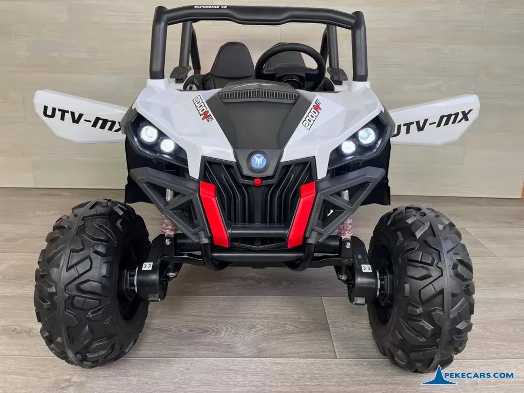Carro elétrico para crianças Todo terreno Buggy UTV 4x4 MP4 12V 2 Lugares Branco