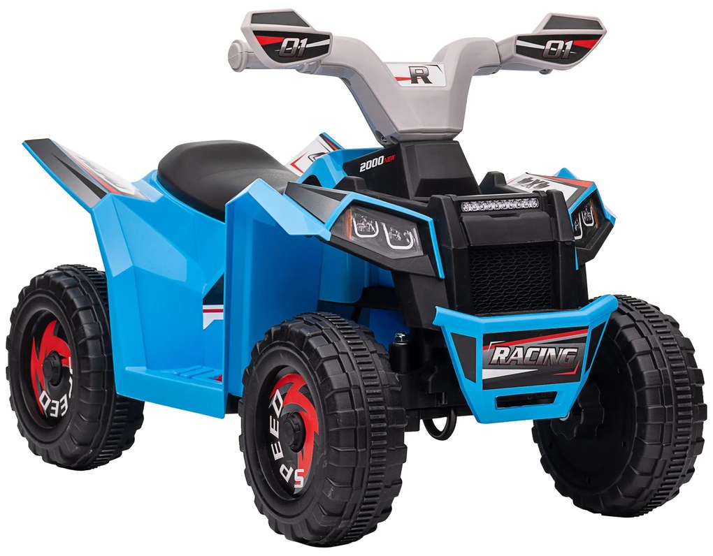 Moto 4 Elétrico para Crianças Veículo Elétrico a Bateria de 6V com Velocidade de 2,5 km/h 70x41,5x48,5 cm Azul
