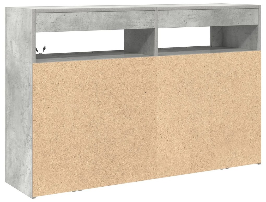 Buffet Cinza Concreto Madeira Engenheirada 116 x 30 x 75 cm