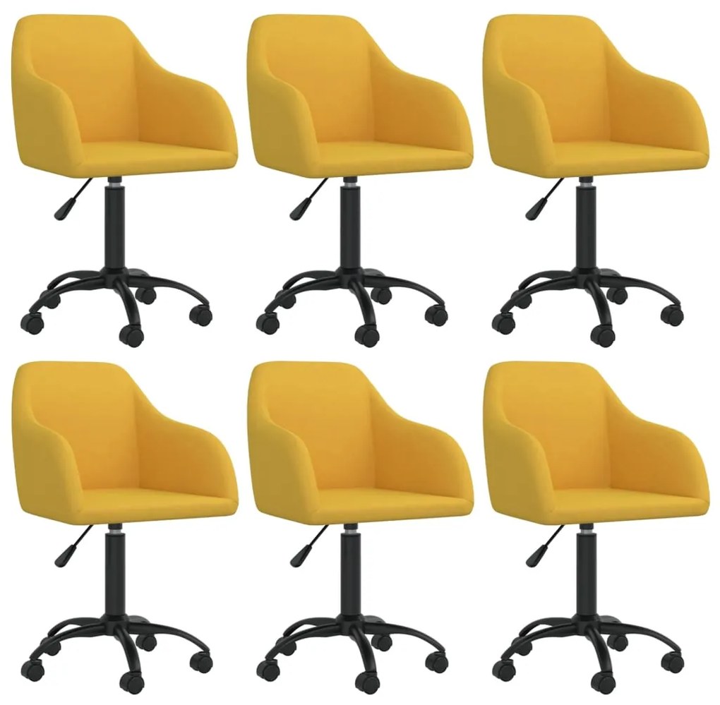 vidaXL Cadeiras de jantar giratórias 6 pcs veludo amarelo