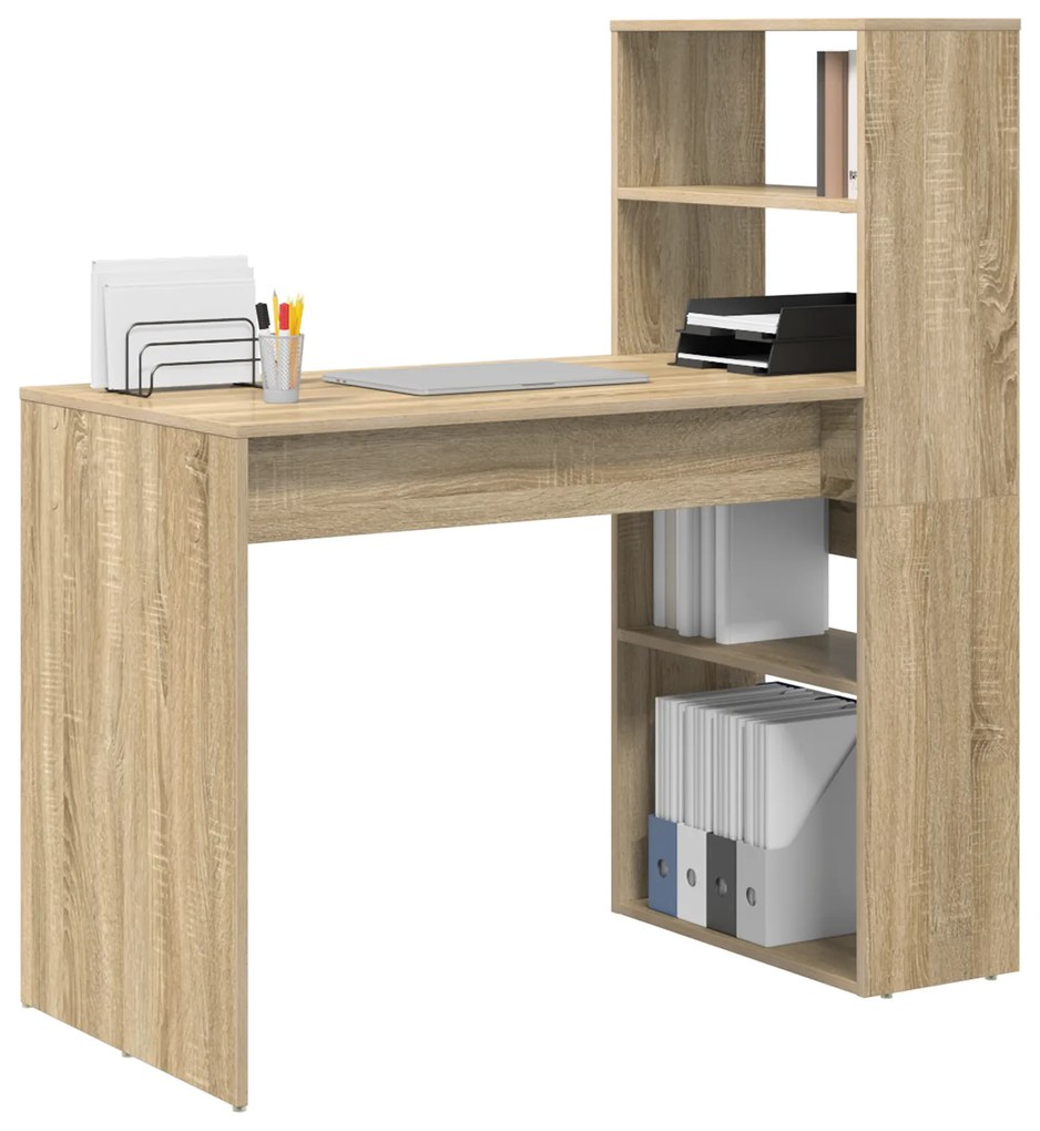 Secretária com Armazenamento Carvalho Sonoma 113x54x120 cm Madeira Eng
