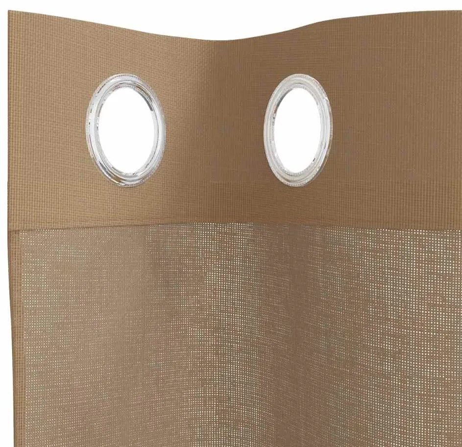 Cortinas de voile com ilhós 2 pcs castanho-claro