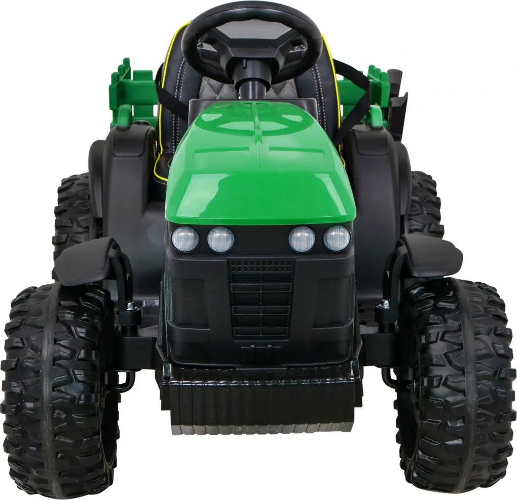 Trator elétrico para Crianças 12V Titanium Com reboque, Rodas EVA,	Assento de imitação couro Verde