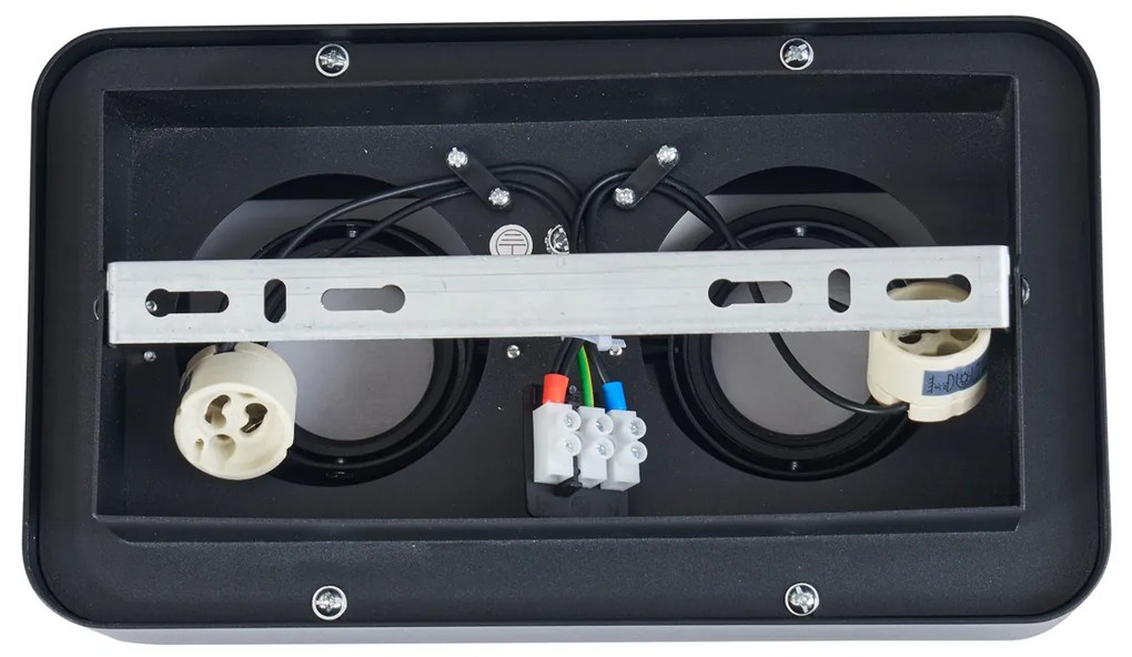 Foco de superfície arredondado preto 2 luzes giratório e inclinável - Dox