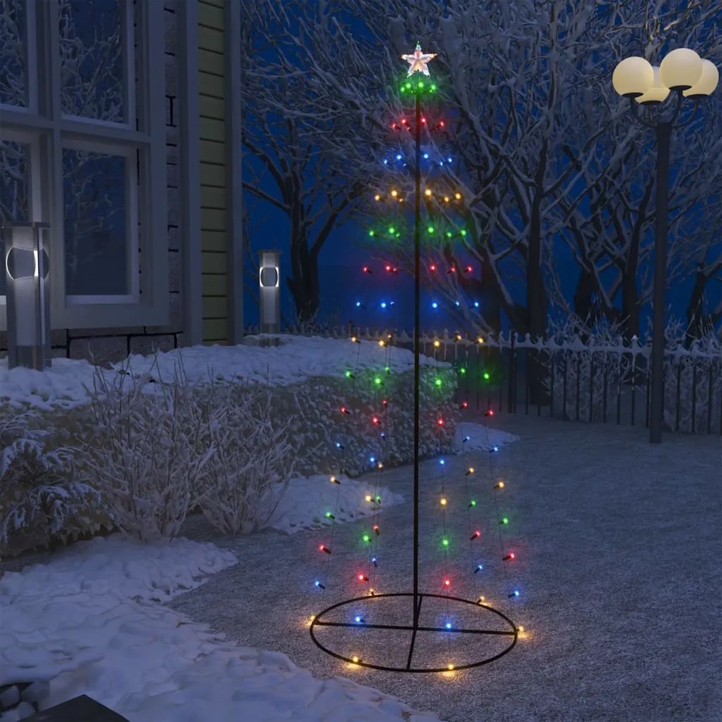 vidaXL Árvore de Natal em cone c/ 100 luzes LED multicor 70x180cm