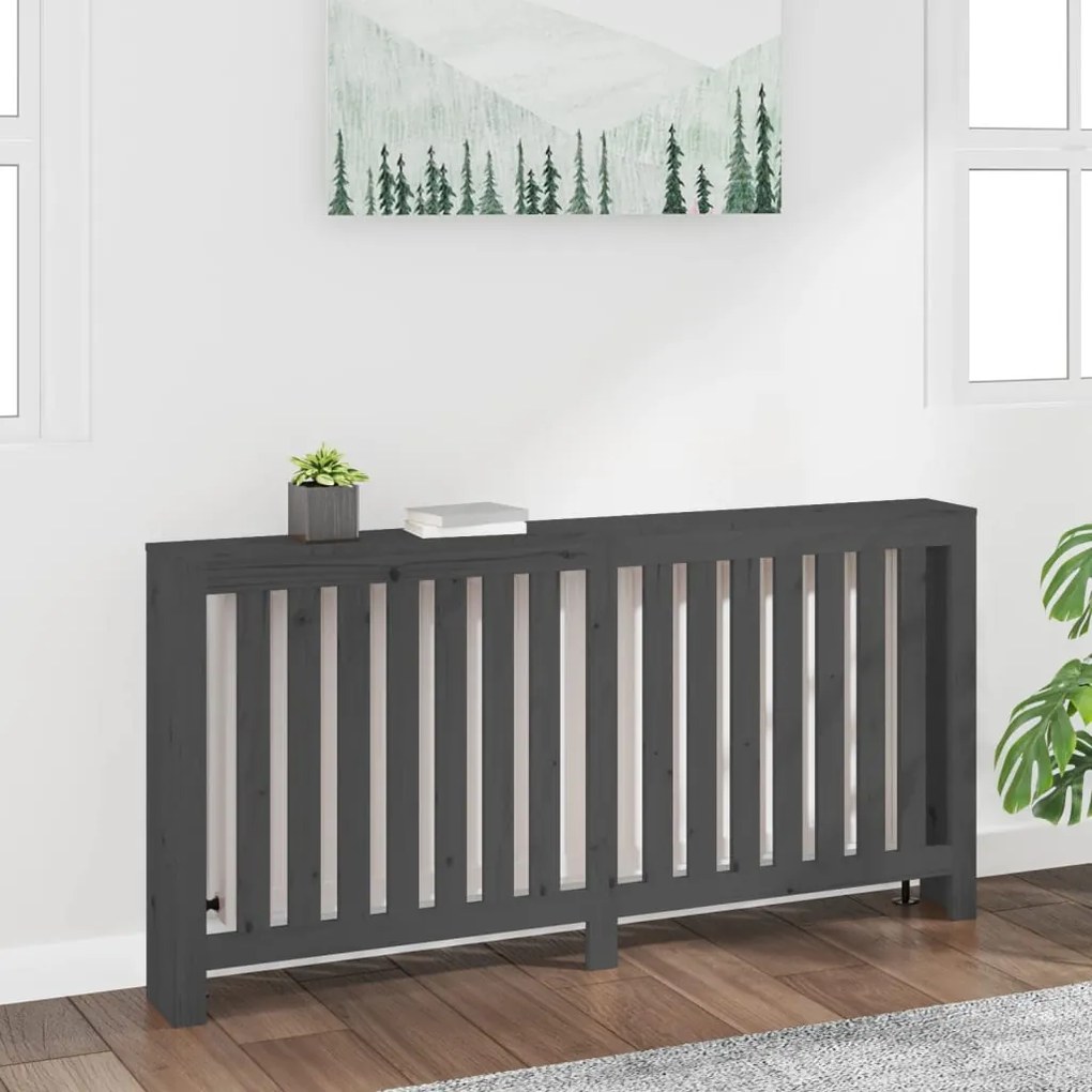 822583 vidaXL Cobertura de radiador 169x19x84 cm pinho maciço cinza