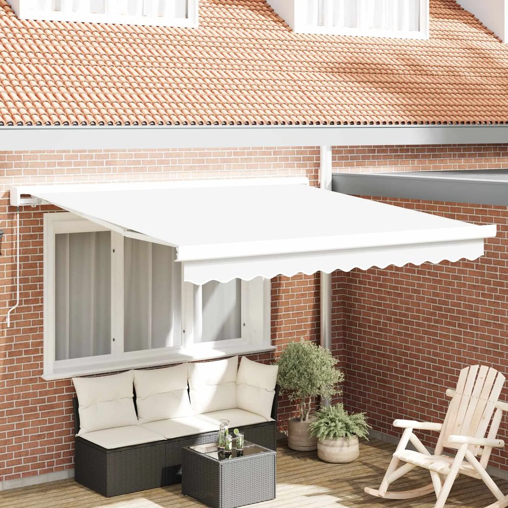vidaXL Toldo Retrátil Branco 350 x 250 cm Tecido e Metal