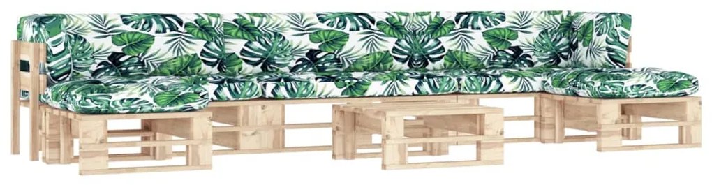 vidaXL 6 pcs conj. lounge paletes c/ almofadões pinho impregnado