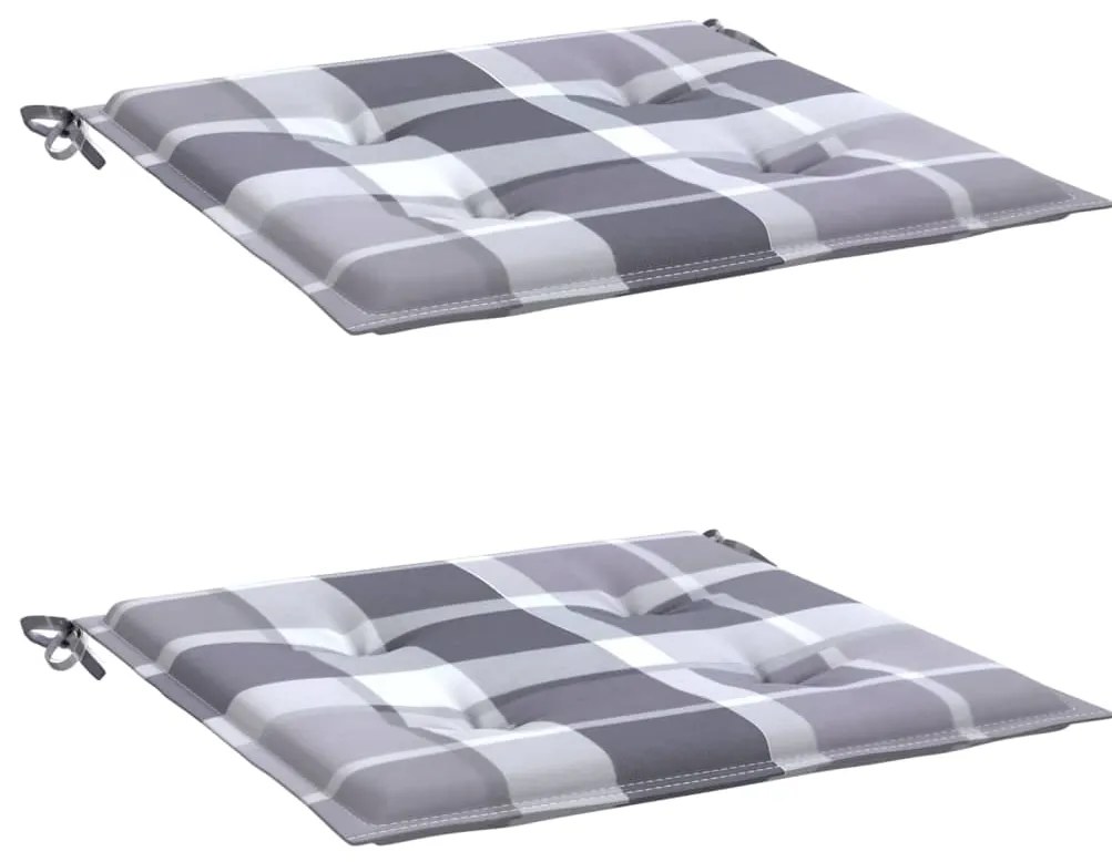 Almofadões cadeiras jardim 2pcs tecido oxford xadrez cinzento