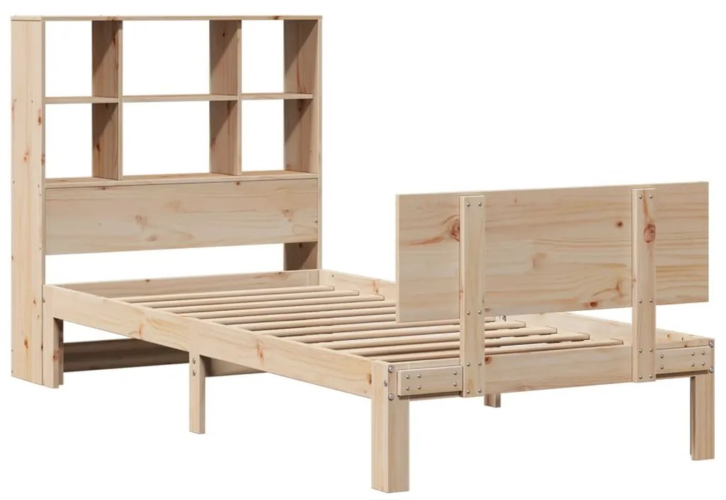 Cama com estante sem colchão 90x190 cm pinho maciço