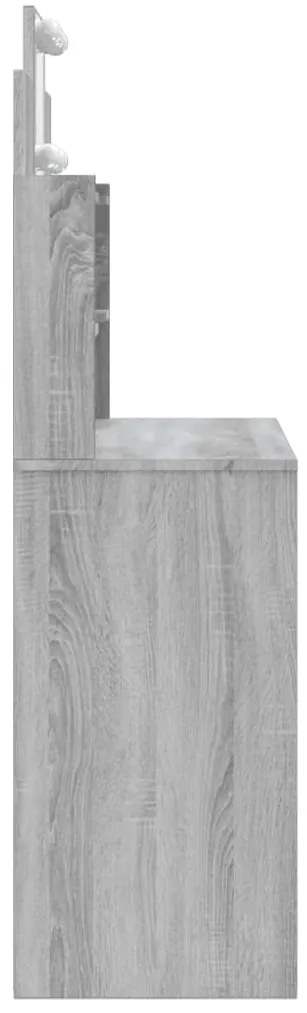 Toucador com luzes LED 96x40x142 cm cinzento sonoma