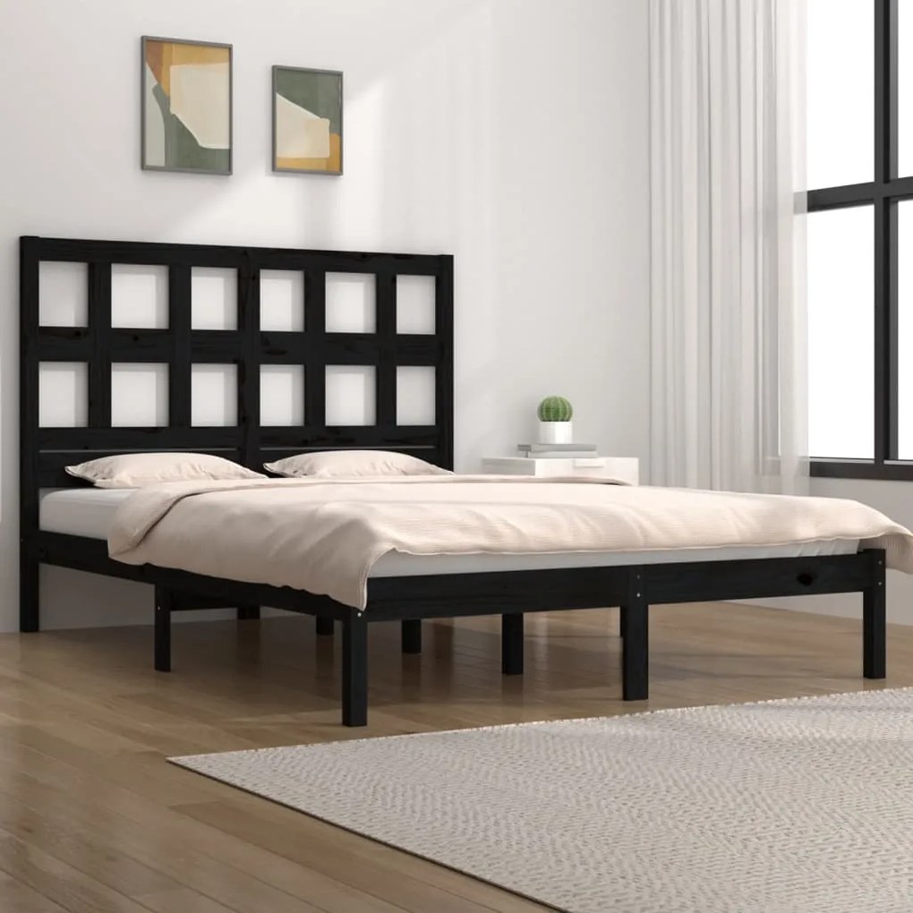 3104497 vidaXL Estrutura de cama super king 180x200 cm madeira maciça preto