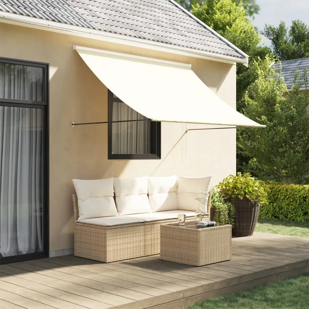 Toldo retrátil 250x150 cm tecido e aço cor creme