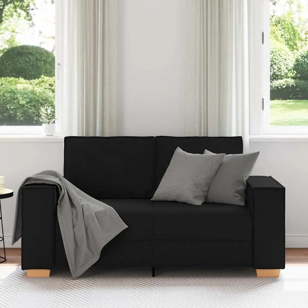 Sofá de 2 lugares preto 120 cm tecido