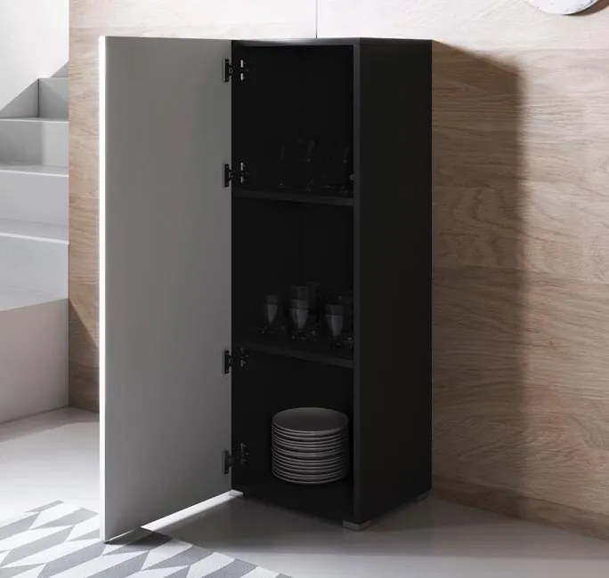 Armário Alto Murcia – 40x128 cm – Preto e Branco