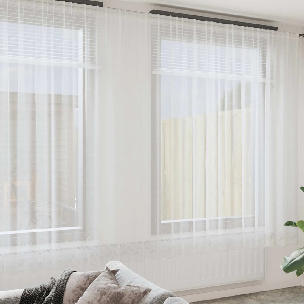vidaXL Cortina de Renda com cortinas Branco 260 x 500 cm Poliéster