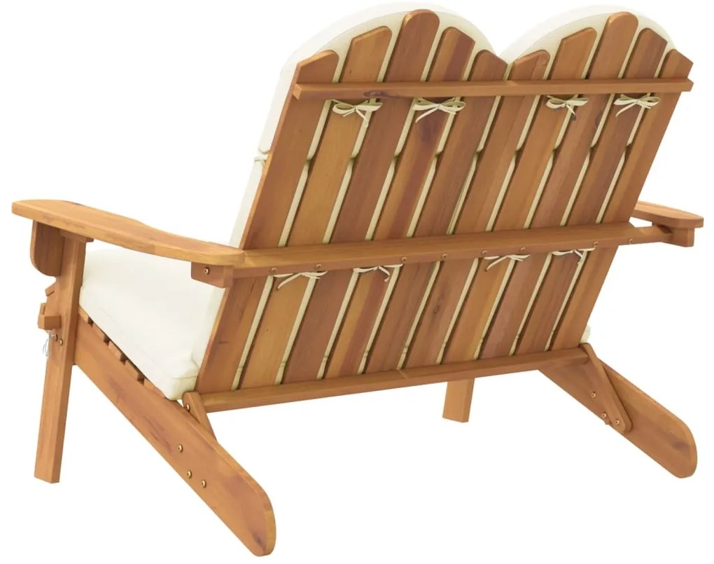 Banco de jardim Adirondack c/ almofadões 126 cm acácia maciça