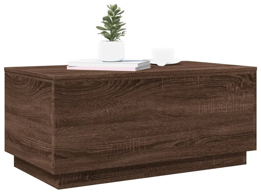 Mesa de centro com luzes LED 90x50x40 cm carvalho castanho