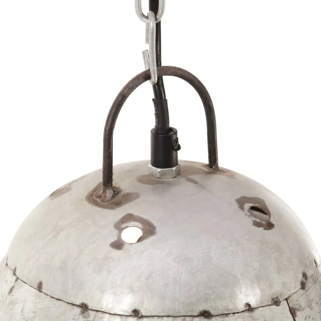Candeeiro suspenso industrial redondo 25 W 32 cm E27 prateado