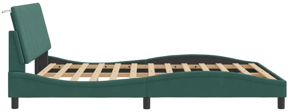 Estrutura de cama sem colchão 160x200 cm veludo verde-escuro