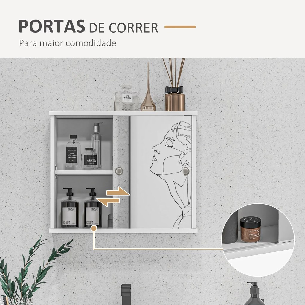 kleankin Armário Casa de Banho com Espelho Móvel Suspenso para Casa de