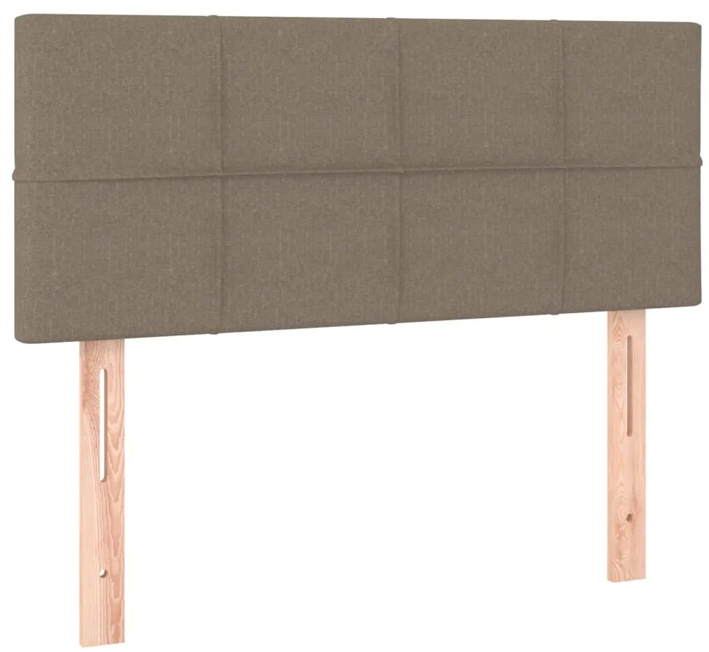 Cama box spring + colchão/LED 80x200cm tecido cinza-acastanhado