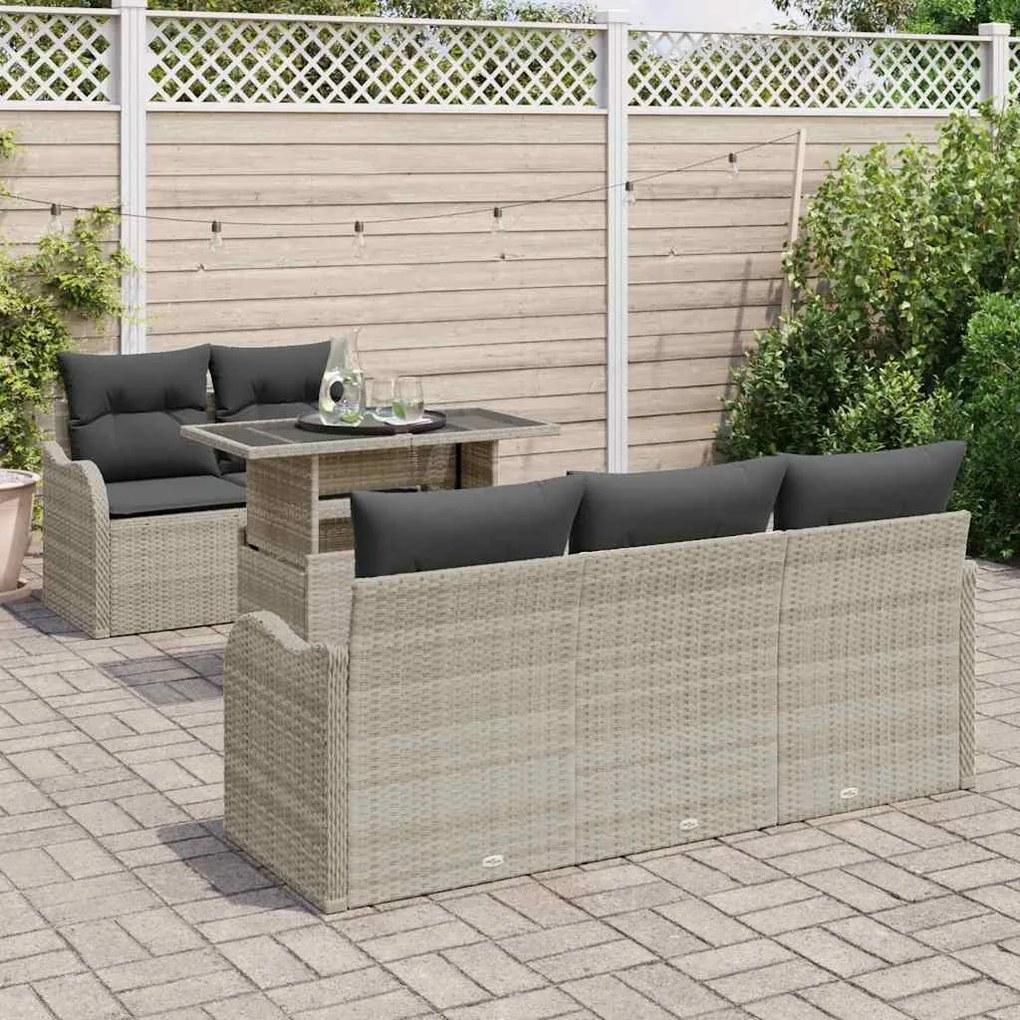 Conjunto de Sofá de Jardim vidaXL 6 Peças com Almofadas Cinza Claro Ra
