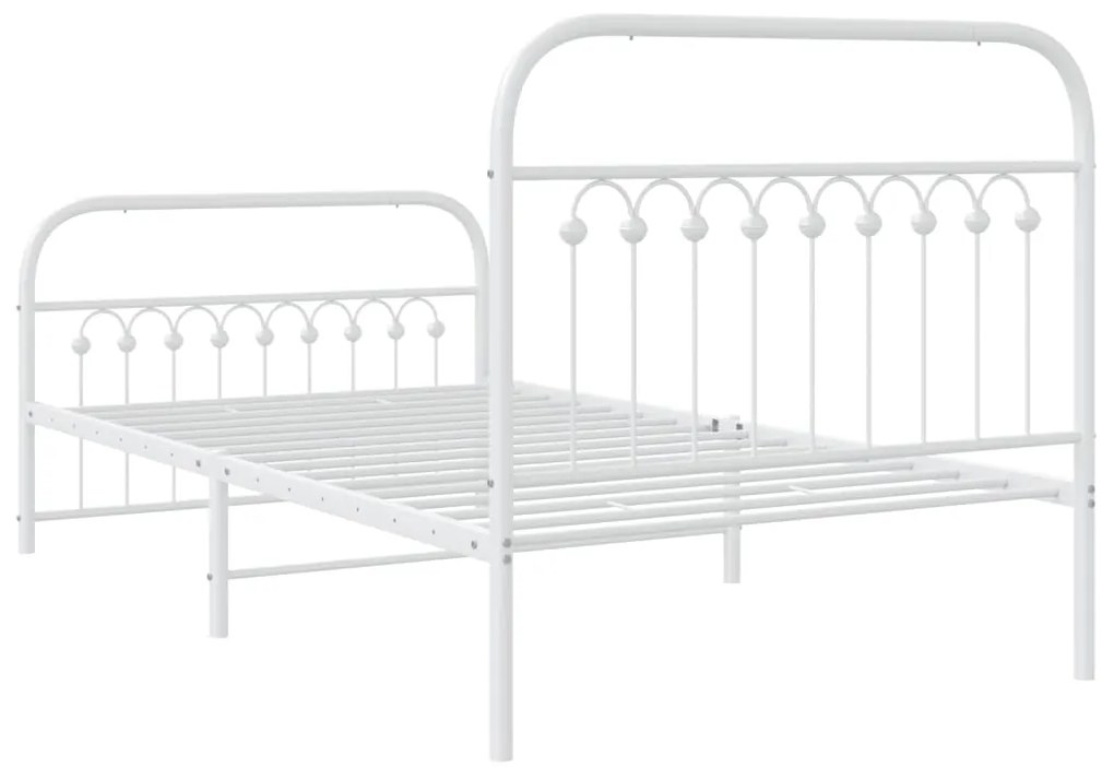 Estrutura de cama com cabeceira e pés 100x200 cm metal branco