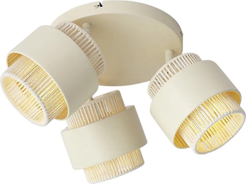 Foco de teto moderno bege com dourado 3 luzes giratório e inclinável - Kora