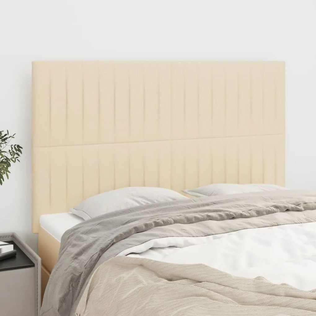 vidaXL Cabeceira Creme 144x5x118/128 cm Tecido