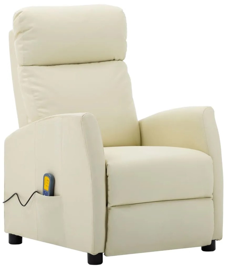 vidaXL Cadeira de massagens couro artificial cor creme