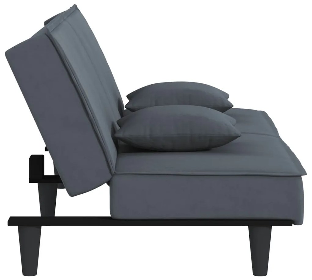 Sofá-cama veludo cinzento-escuro