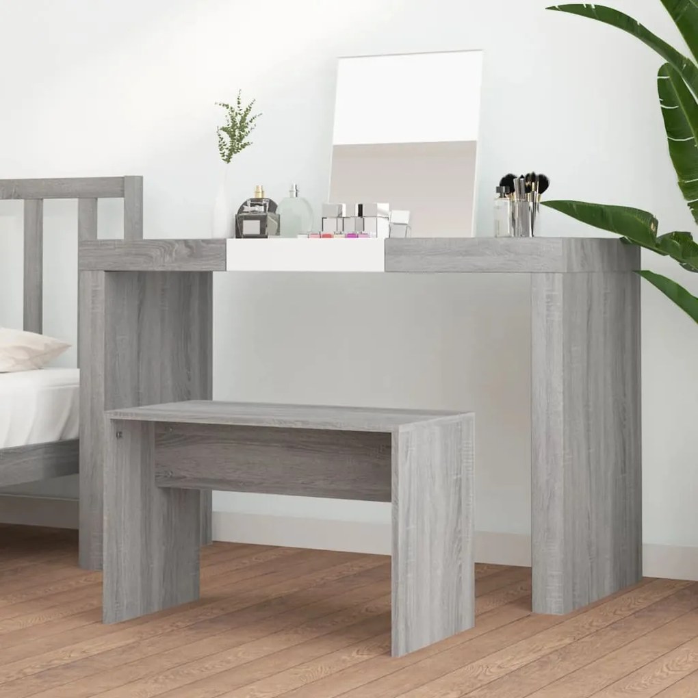 Banco de toucador 70x35x45cm derivados madeira cinzento sonoma