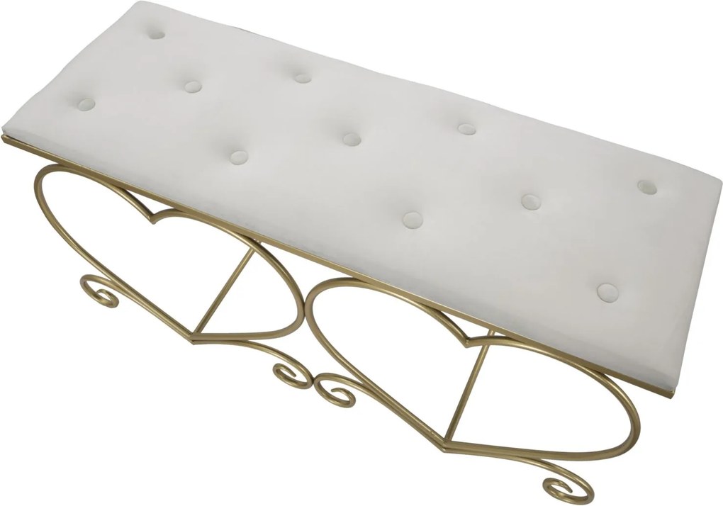 BANCO CORAÇÃO 105X37,5X51,5 CM DOURADO E CREME