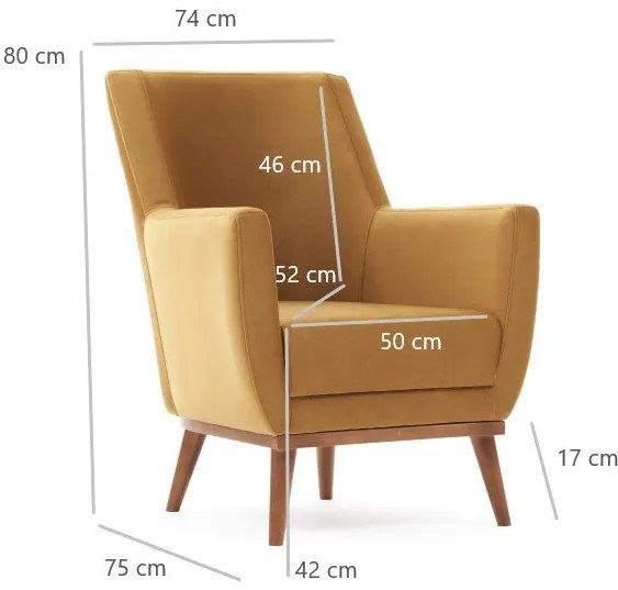 Cadeira Wing Gonca – Dourada – 74x80x75 cm