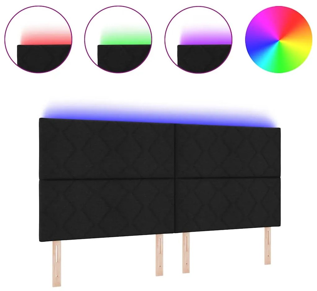 Cabeceira LED vidaXL Design de Quadrados de Diamante Preto 200 cm Teci