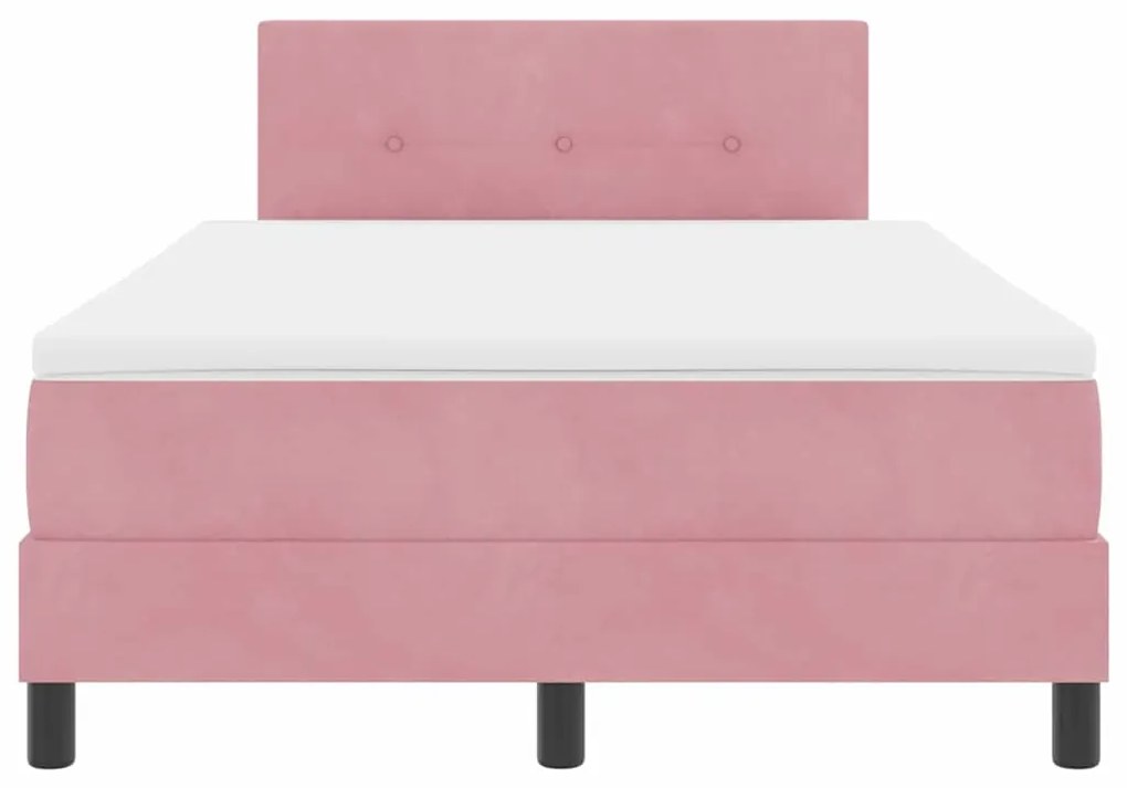 Cama Box com Colchão & LED Rosa 120x200 cm Veludo