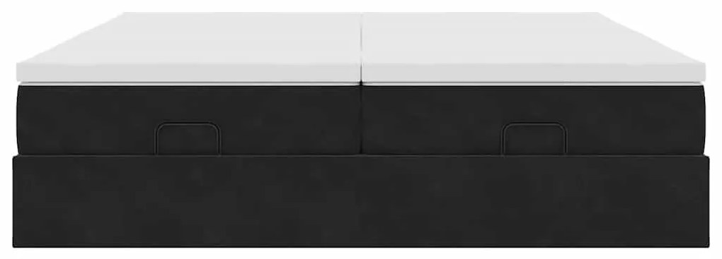 Estrutura de cama otomana com colchões 180x200cm veludo preto