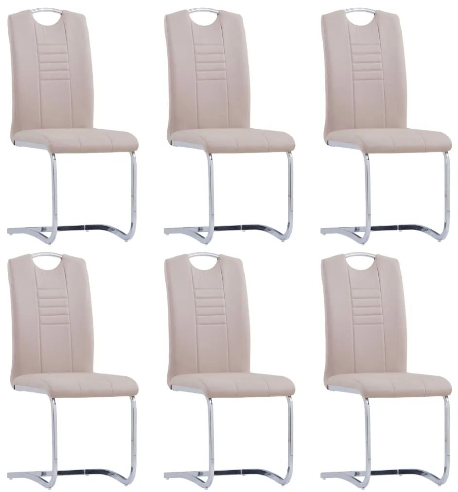 vidaXL Cadeiras de jantar cantilever 6 pcs couro artificial cappuccino