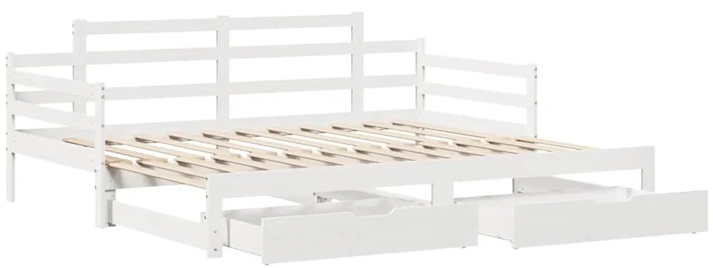 Sofá-cama com gavetão e gavetas sem colchão 90x190 cm branco