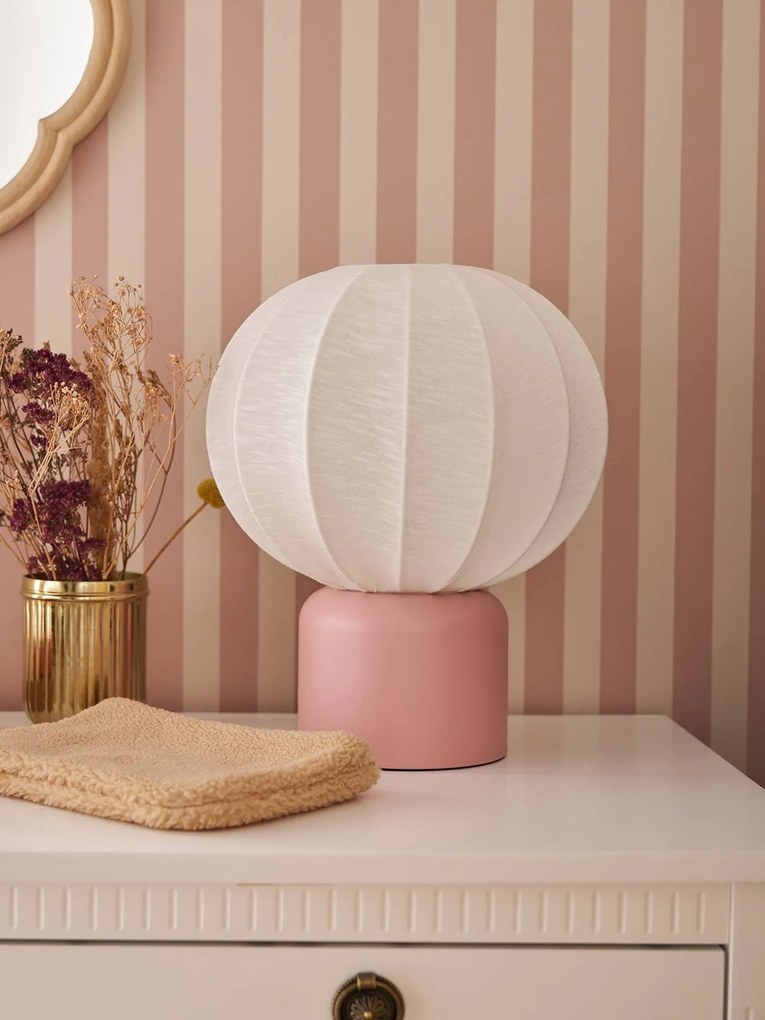 Candeeiro de mesa em forma de esfera com base em metal, para criança rosa