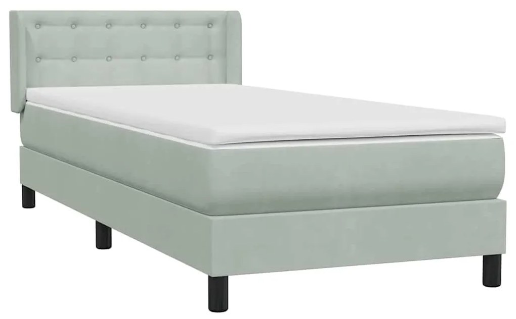 Cama com molas/colchão cinzento-claro 80x220 cm veludo