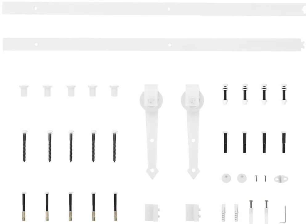 Conjunto de Porta Deslizante vidaXL com Conjunto de Ferragens Branca 7