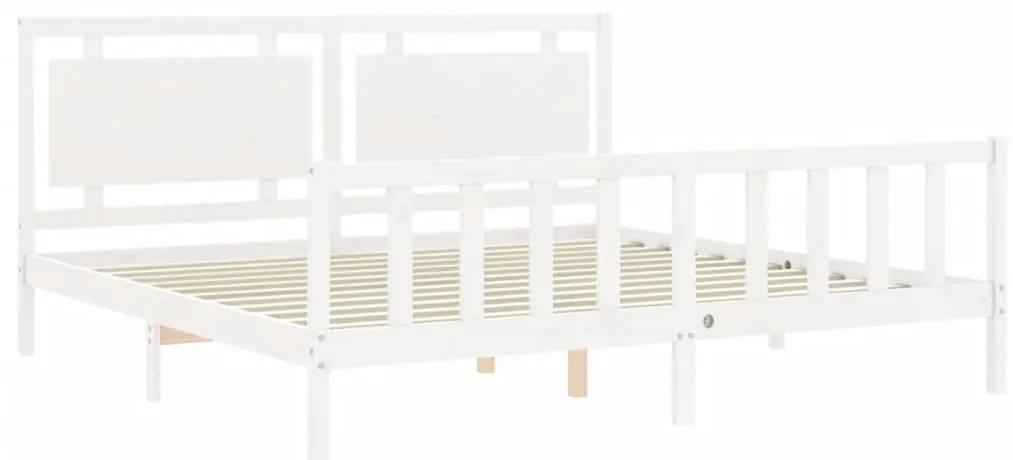 Estrutura de cama com cabeceira 180x200cm madeira maciça branco