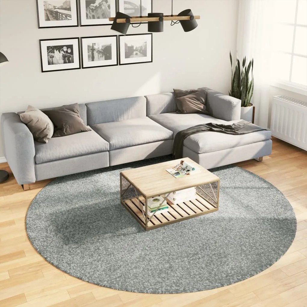 vidaXL Tapete shaggy de pelo alto PAMPLONA Ø 240 cm verde