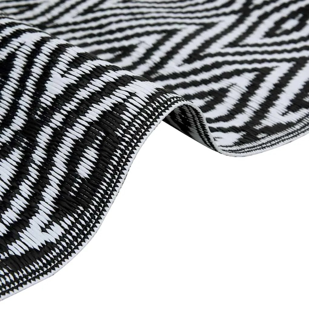 Tapete de exterior 190x290 cm ARAKIL PP branco e preto