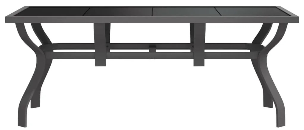Mesa de jardim 180x80x70 cm aço e vidro cinza/preto